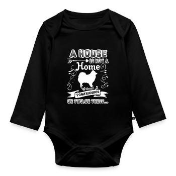 Pomeranian Home Without Pomeranian - Organic Longsleeve Baby Bodysuit - black - Front
