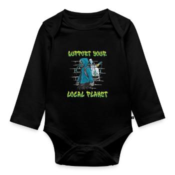 Earth Day Support Your Local Planet Environmentalists - Organic Longsleeve Baby Bodysuit - black - Front