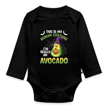 Truly an avocado guacamole lover avocados - Organic Longsleeve Baby Bodysuit - black - Front