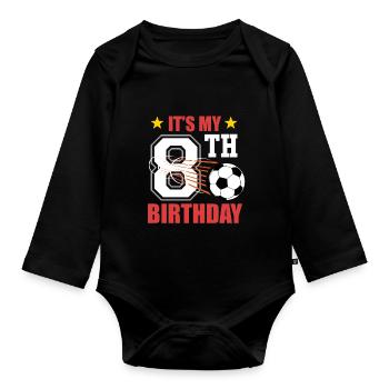 Joueur de football-8. - Body Bébé bio manches longues - noir - Devant