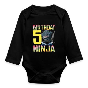 Shark Ninja I’m 5 - Action Anniversaire sous-marin - Body Bébé bio manches longues - noir - Devant