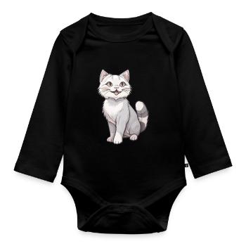 Süße Katze für Katzenliebhaber - Baby Bio-Langarm-Body - Schwarz - Vorne