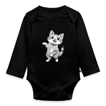 Chaton dansant pour les amoureux des chats - Body Bébé bio manches longues - noir - Devant