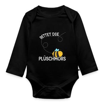 Rettet die Bienen Plüschmors Plattdeutsch norden - Baby Bio-Langarm-Body - Schwarz - Vorne