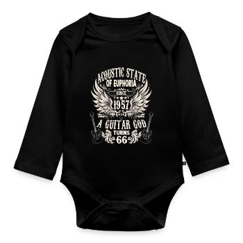 Guitar Fan Musician Guitarist Birthday 1957 - Organic Longsleeve Baby Bodysuit - black - Front