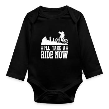 Mountain Biking Outdoor Design Men Women - Organic Longsleeve Baby Bodysuit - black - Front