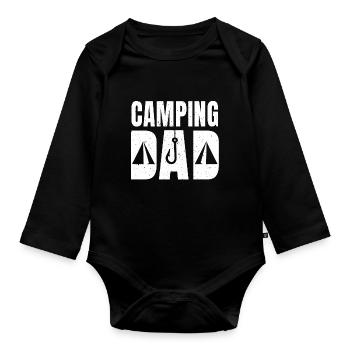 Camping Papa - Body Bébé bio manches longues - noir - Devant