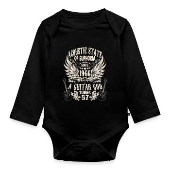 Guitarists Birthday Born 1966 57 years - Organic Longsleeve Baby Bodysuit - black - Front