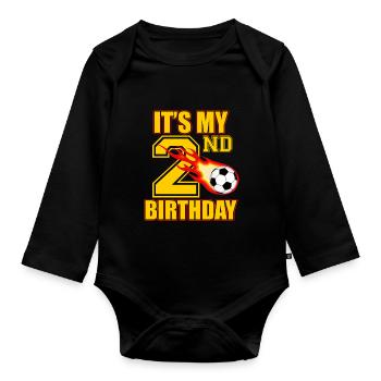 Fußballspieler 2. Geburtstag Fußball Sporttrainer - Baby Bio-Langarm-Body - Schwarz - Vorne