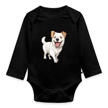 Rire chien mignon - Body Bébé bio manches longues - noir - Devant