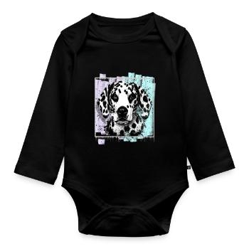 Dalmatian - Organic Longsleeve Baby Bodysuit - black - Front
