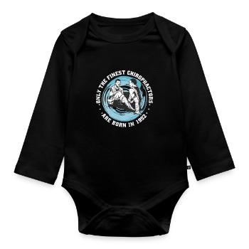 Physiotherapy born 1952 - Organic Longsleeve Baby Bodysuit - black - Front