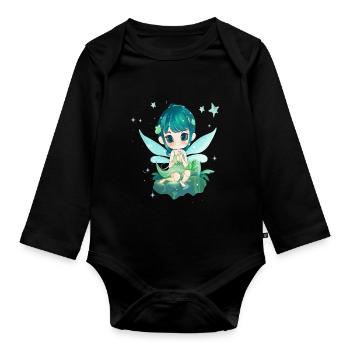 Little Fairy Magical Fairytale Creature Glitter - Organic Longsleeve Baby Bodysuit - black - Front