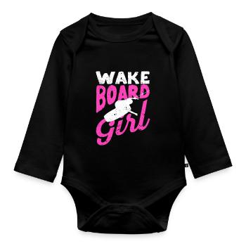 Wakeboard Fille Wakeboard Vintage Funny Wake - Body Bébé bio manches longues - noir - Devant