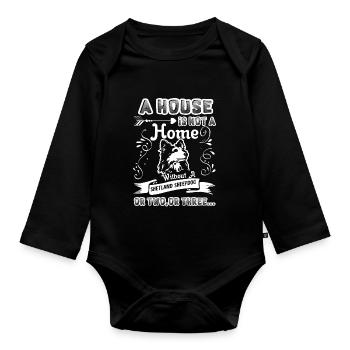 Shetland Sheepdog Home Without Shetland Sheepdog - Organic Longsleeve Baby Bodysuit - black - Front