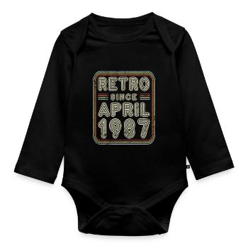 Geburtstag April 1987 Retro Geschenk - Baby Bio-Langarm-Body - Schwarz - Vorne