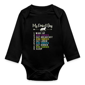 Mein perfekter Tag - Reitpferde - Baby Bio-Langarm-Body - Schwarz - Vorne