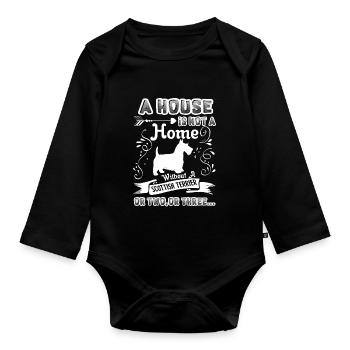 Scottish Terrier Home Without - Organic Longsleeve Baby Bodysuit - black - Front
