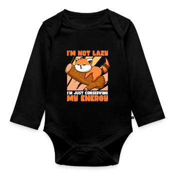 Ich bin nicht faul, ich spare nur meine Energie - Baby Bio-Langarm-Body - Schwarz - Vorne