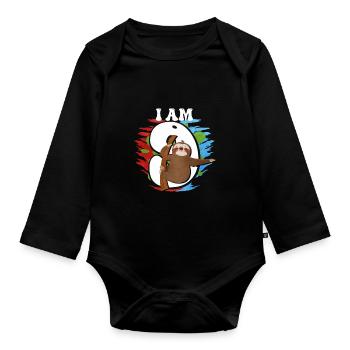 I am 9 sloth - Organic Longsleeve Baby Bodysuit - black - Front