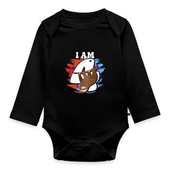 I am 4 sloth - Organic Longsleeve Baby Bodysuit - black - Front