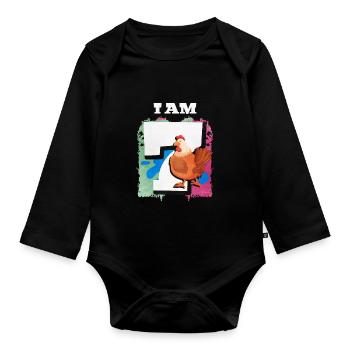 I am 7 chickens - Organic Longsleeve Baby Bodysuit - black - Front