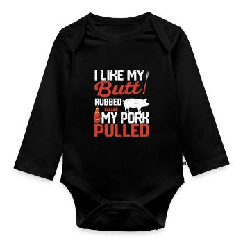 J’aime me frotter les fesses - Body Bébé bio manches longues - noir - Devant