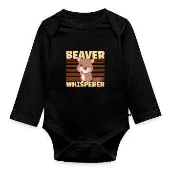 Beaver Fan Beaver Lovers Funny Beaver Gift - Organic Longsleeve Baby Bodysuit - black - Front