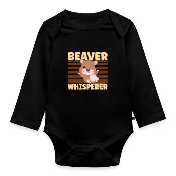 Beaver Fan Beaver Lover Funny Beaver Gift - Organic Longsleeve Baby Bodysuit - black - Front