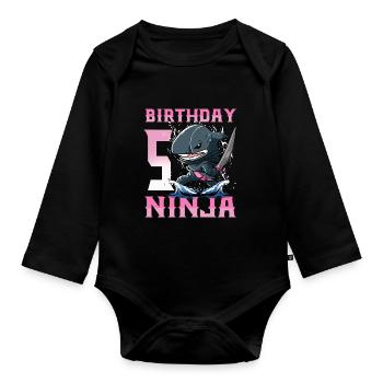 Shark Ninja I’m 5 - Action Anniversaire sous-marin - Body Bébé bio manches longues - noir - Devant