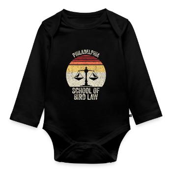 Vintage Retro Philadelphia Schule des Vogelrechts - Baby Bio-Langarm-Body - Schwarz - Vorne