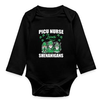 Lustige Picu-krankenschwester Liebt Den St. - Baby Bio-Langarm-Body - Schwarz - Vorne