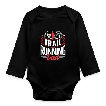 Trail Running Papa Runner Trail Running Race - Organic Longsleeve Baby Bodysuit - black - Front