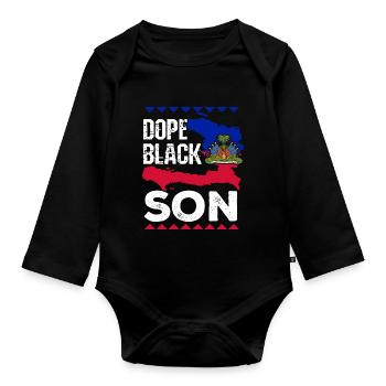 Haiti Haitian Flagge Vater Kind I Geschenk - Baby Bio-Langarm-Body - Schwarz - Vorne