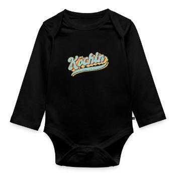 Koch Vintage Hobby Köchin - Baby Bio-Langarm-Body - Schwarz - Vorne