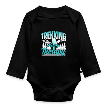 Le trekking est ma thérapie Randonneurs Randonnée - Body Bébé bio manches longues - noir - Devant
