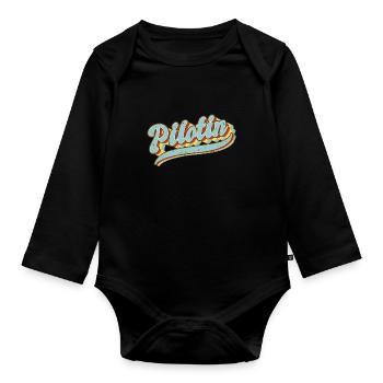 Flugzeug Vintage Pilotin - Baby Bio-Langarm-Body - Schwarz - Vorne
