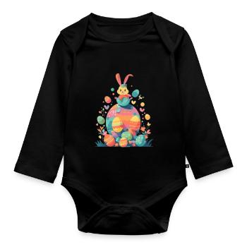 Lapin de Pâques - Body Bébé bio manches longues - noir - Devant