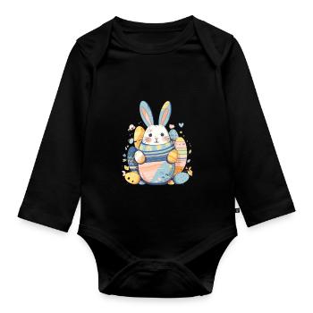 Lapin de Pâques - Body Bébé bio manches longues - noir - Devant
