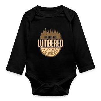 My Days Are Lumbered - Baby Bio-Langarm-Body - Schwarz - Vorne