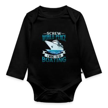 Boating Dad Boat Captain Pontoon Sailor Cruising - Baby Bio-Langarm-Body - Schwarz - Vorne