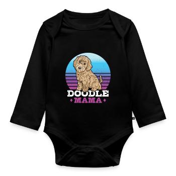 Women Doodle Mama Labradoodle Goldendoodle - Organic Longsleeve Baby Bodysuit - black - Front
