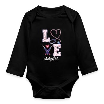 Retro Fährschiff Bekleidung Containerschiff - Baby Bio-Langarm-Body - Schwarz - Vorne