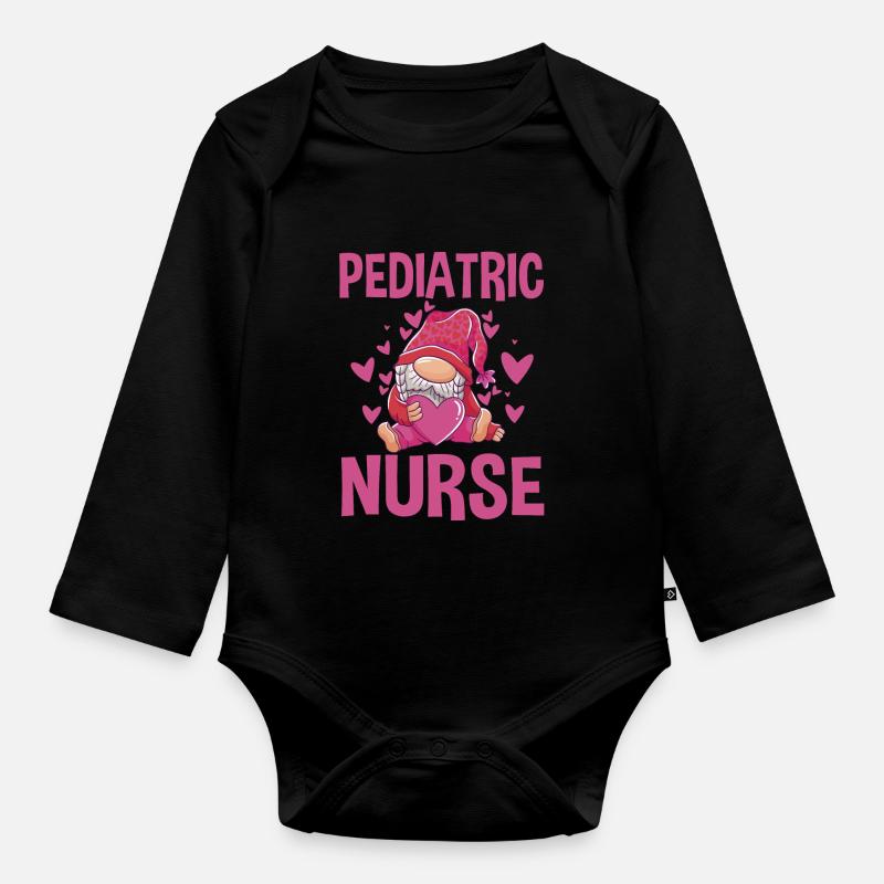 Kinderkrankenschwester Gnom - Baby Bio-Langarm-Body - Schwarz