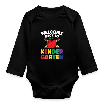 Willkommen Zurück Im Kindergarten Humor Kinder Süß - Baby Bio-Langarm-Body - Schwarz - Vorne