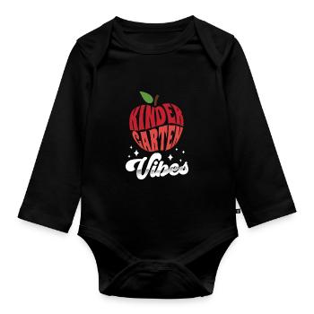 Kindergarten Vibes Humor Süß Kinder Sprüche - Baby Bio-Langarm-Body - Schwarz - Vorne