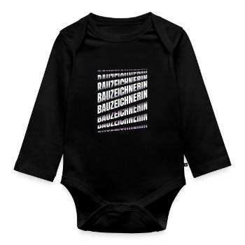 Ingenieur Spruch Bauzeichnerin - Baby Bio-Langarm-Body - Schwarz - Vorne