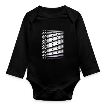 Schreiner Spruch Schreinerin - Baby Bio-Langarm-Body - Schwarz - Vorne