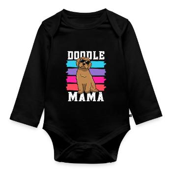 Women Doodle Mama Labradoodle Goldendoodle - Organic Longsleeve Baby Bodysuit - black - Front