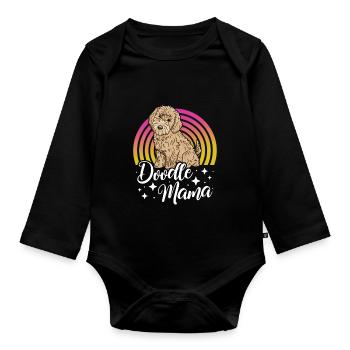 Women Doodle Mama Labradoodle Goldendoodle - Organic Longsleeve Baby Bodysuit - black - Front
